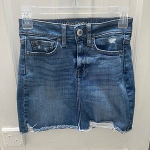 American Eagle Blue Distressed Jean Skirt